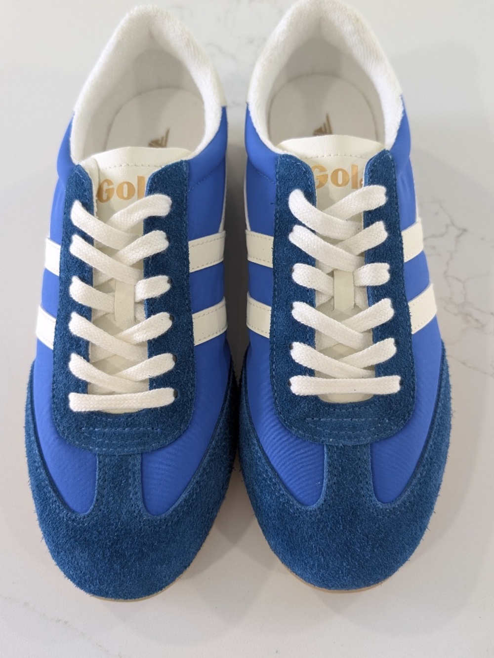 Gola Classics Sprinter Women’s 9.5 Marine Blue White Stripe Suede Retro Sneaker